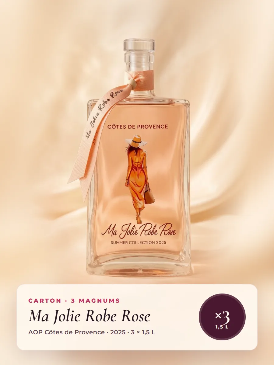 Ma Jolie Robe Rose 2025, carton de 3 magnums de 1,5 L