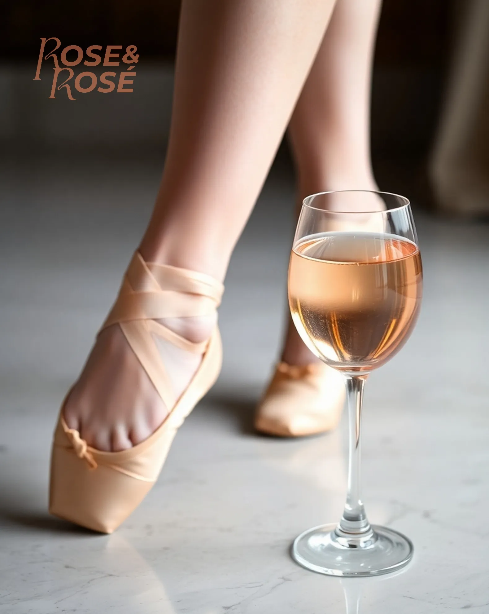 Danseuse, verre de ros&eacute; et logo Rose & Ros&eacute;